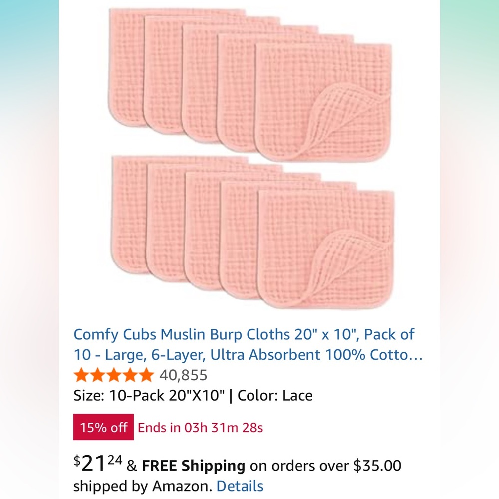 Baby Muslin Wash Cloths - 10 Pack